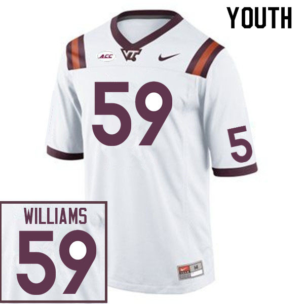 Youth #59 Jordan Williams Virginia Tech Hokies College Football Jerseys Sale-White - Click Image to Close